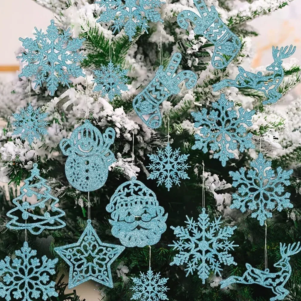 20pcs/set Xmas Tree Pendant Snowflake Hanging Ornaments Pendant 2024 Christmas Decoration for Home Navidad Gifts New Year 2025