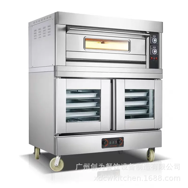 Manufacturer 2 layers 4 plates oven plus fermentation box, baking flat oven with wake-up cabinet