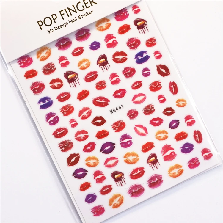 1pc Red Lips 3D Nail Stickers Fashion Hot Girl Lollipop Designs Selff-Adhesive Sticker Slider Decals Nail Decoration Tips Tool