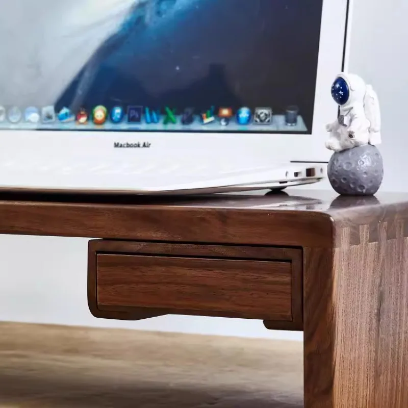 Black Walnut Under Desk Tray Hidden Pull-Out Organizer for Office Desk Retractable Pen Holder Workspace Eyewear Storage