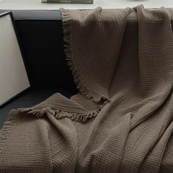 1pc Blanket 100% Cotton Sofa Towel Tassels Bed Linen Solid Color Shawl manta Skin-friendly Plaid Home Blankets