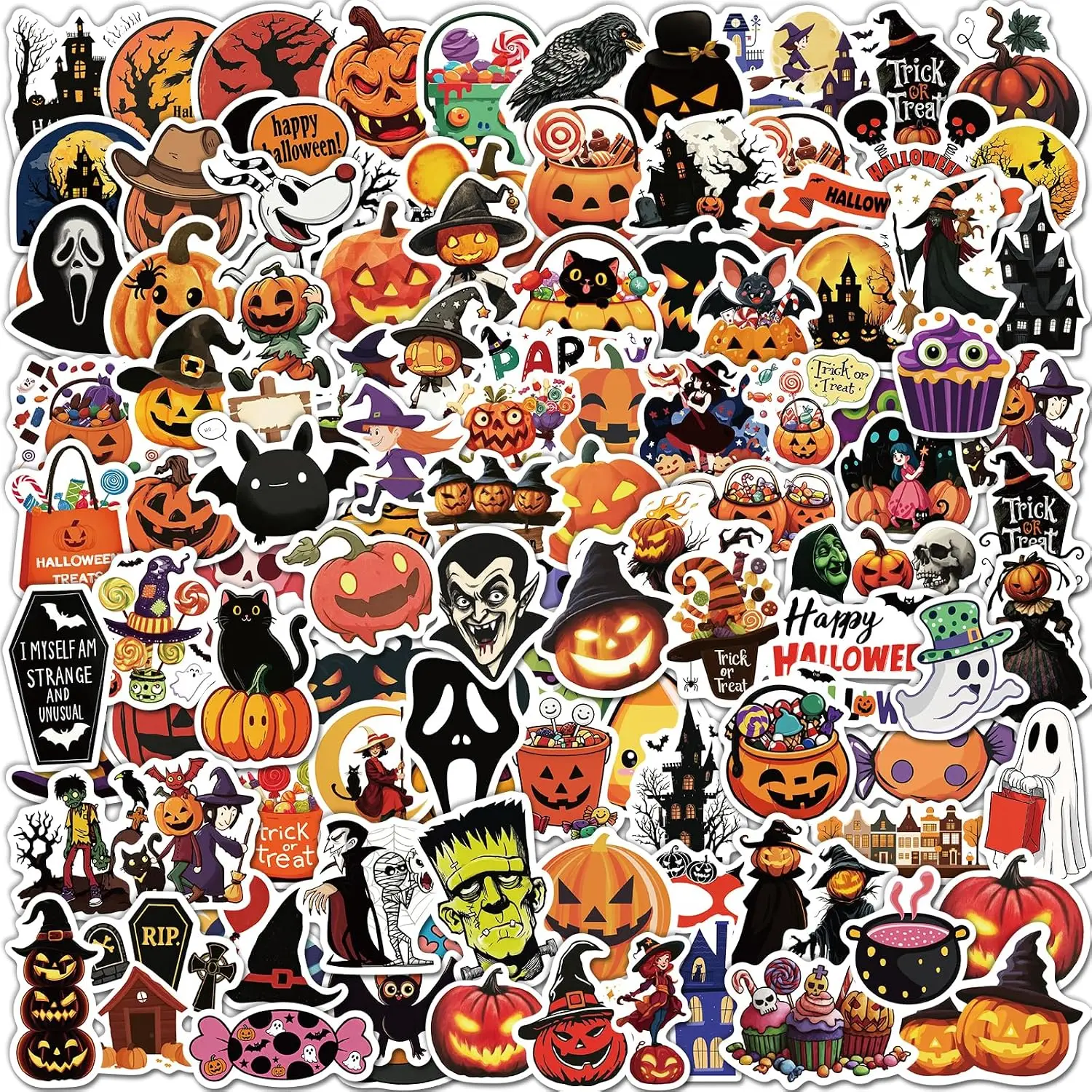 50 Pcs Wholesale Halloween 3D Puffy Sticker Set | Cute Cartoon Pumpkin Design for Kids Journaling School Supplies