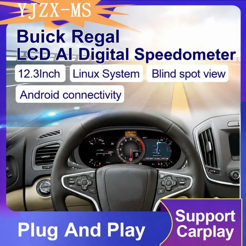 12.3 Inch LCD Digital Speedometer Instrument Cluster For Buick Regal 2016-2024 QLED Dashboard Display Plug And Play Upgrade