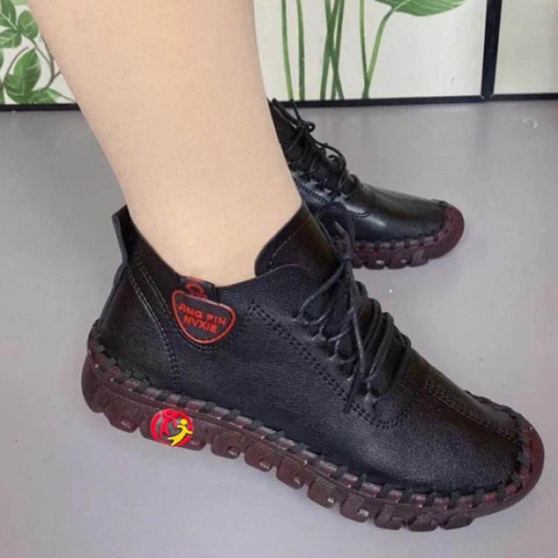 Sneakers Women Shoes Platform Loafers Lace Up Leather Flat Slip-On New Spring Casual Mom Shoe Mujer Zapatos Chaussure Femme