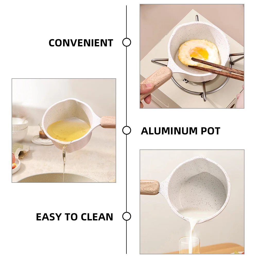 

Non-Stick Mini Aluminum Sauce Pan Dual Pour Spouts Oil Heating Pot For Butter Coffee Milk Kitchen Cooking Small Wok