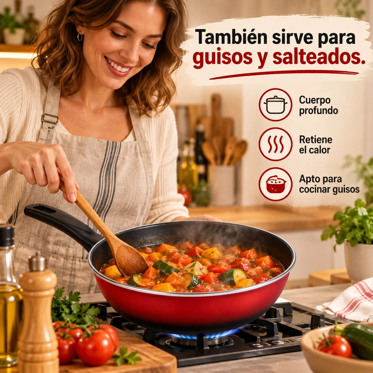 Sartén Wok de Esmalte 26 cm con Cesta Freidora Extraíble, Apta para Inducción, Gas y Vitrocerámica, Recubrimiento Antiadherente para Cocina Versátil, Duradera y Eficiente