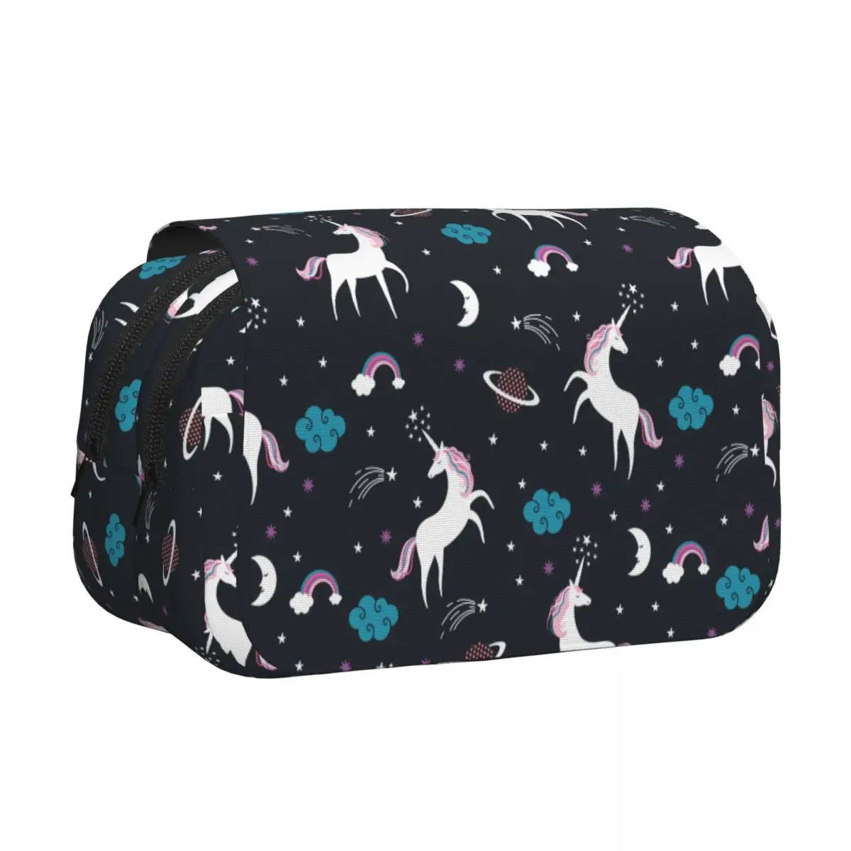 Cartoon Cute Unicorn Double Clamshell Pen Case Pencilcases Pen Box for Student Big Capacity Bag School Supplies Gift Stationery