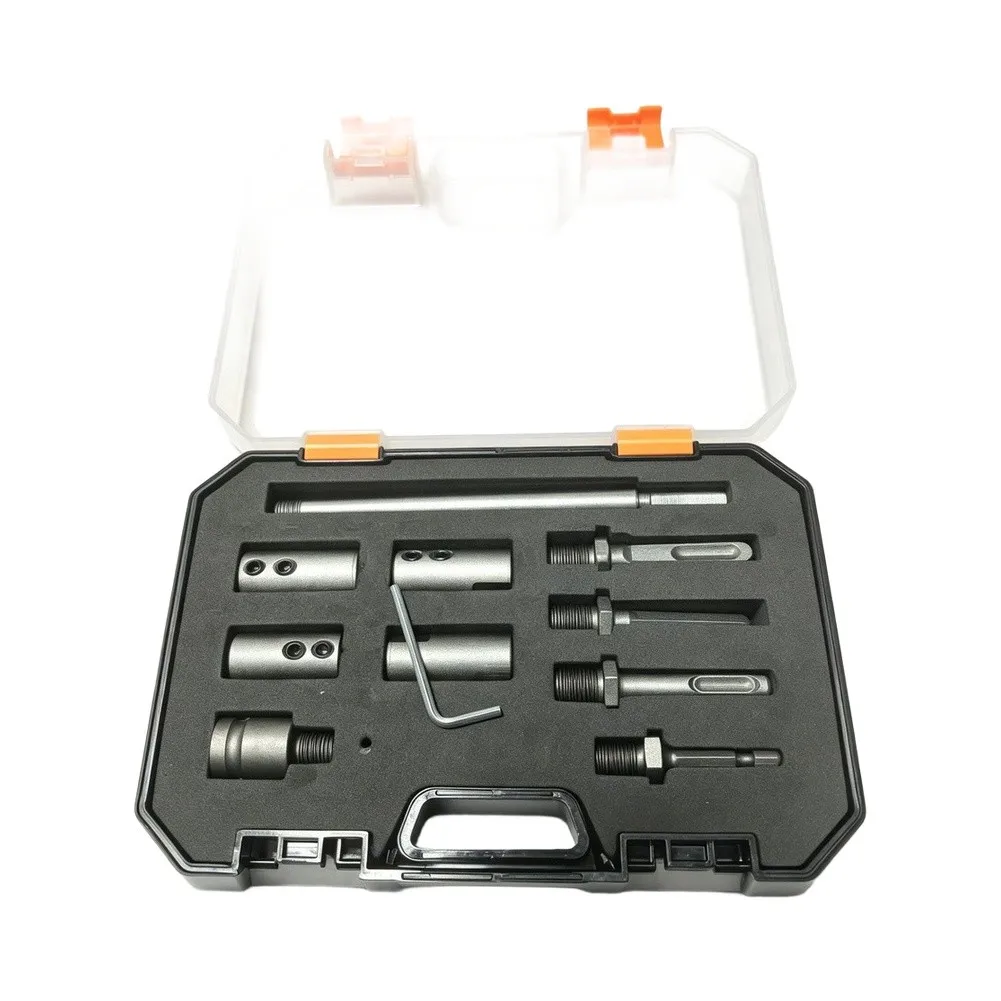 For Multi Function Extension Rod Adapter Set 11pcs 45# Metal For Square Round Hex Handle Drill Grinder Portable Storage Box High
