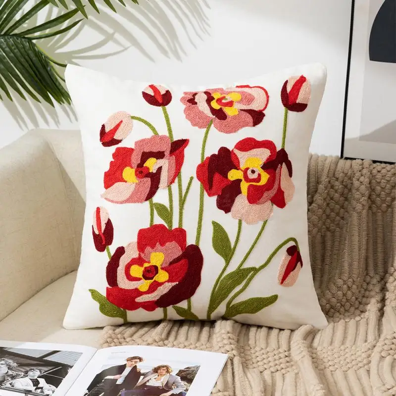 3 Stück bestickte Kissenbezüge aus Frottee, 45x45cm. Sie können 3 Kissenbezüge auswählen oder sie zufällig erhalten. – Detail 3