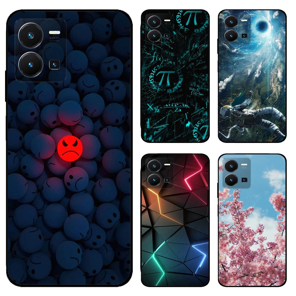 For vivo Y35 2022 Case Y 35 Silicone TPU Painted Soft Cover for vivo Y35 4G Cover Black Coque Protective Cases for VivoY35 Funda