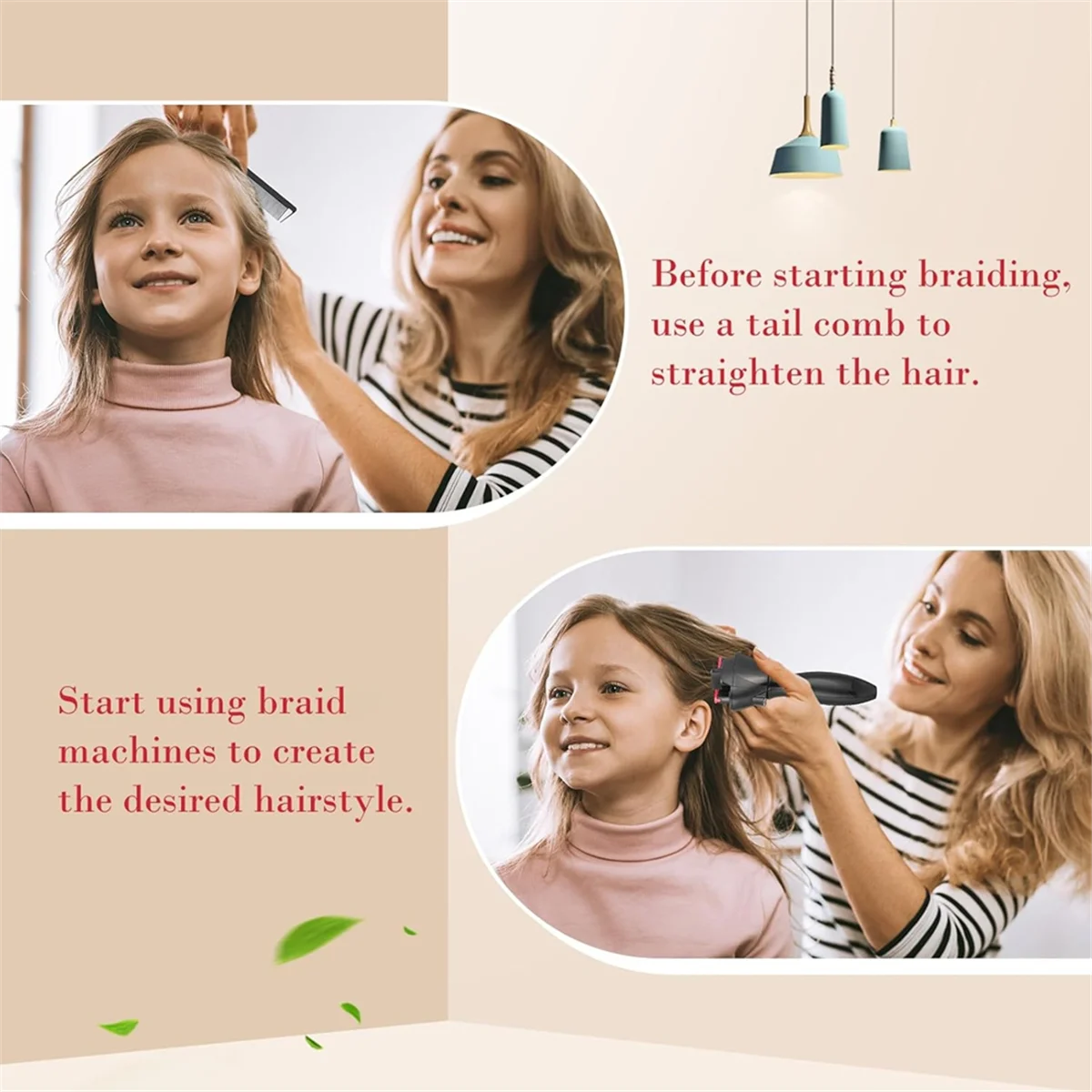 Automatic Braid & Rat Tail Comb Set Automatic Hair Twister Automatic Braiding Machine DIY Hair Styling Tools for Women