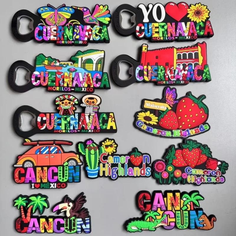 PVC Fridge Magnets Cancun Cuernavaca Mexico Malaysia Honduras Argentina Dubai Tourist Souvenir Stickers