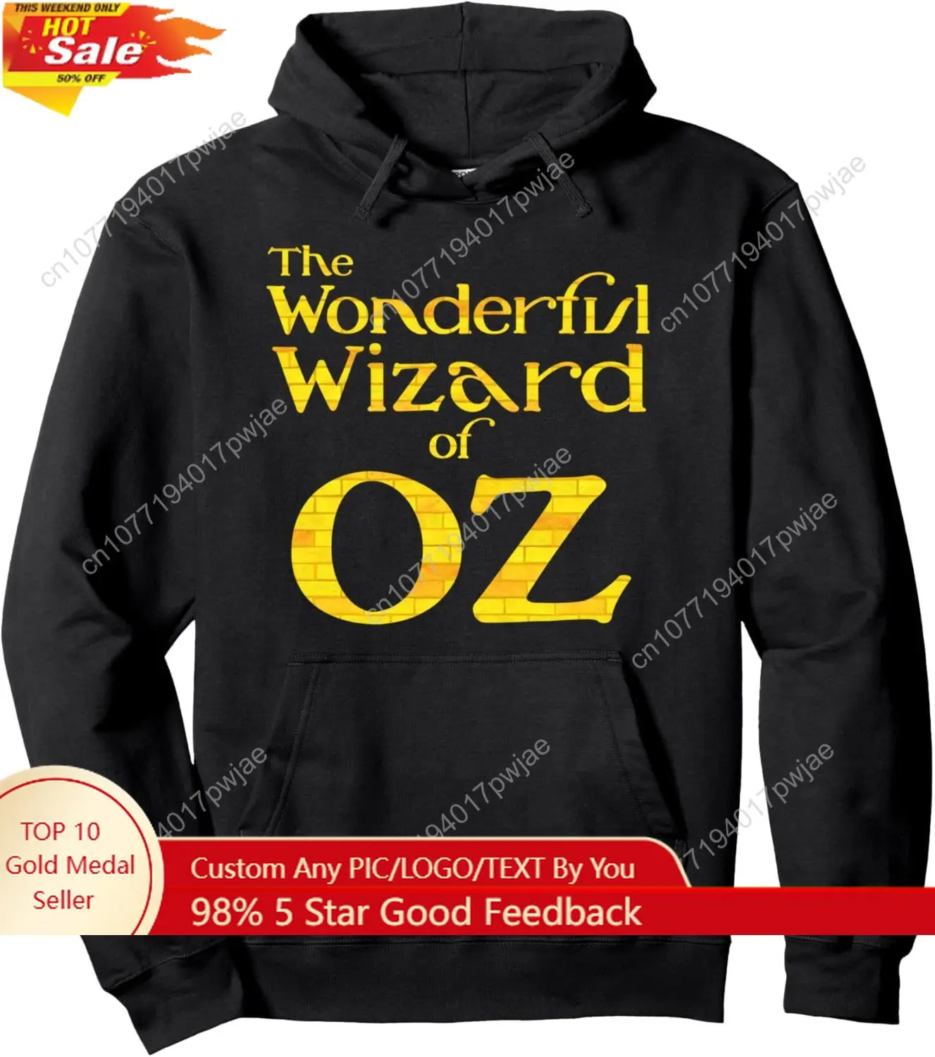 

Retro Vintage Yellow Brick Road Wonderful Wizard of OZ Logo Pullover Hoodie