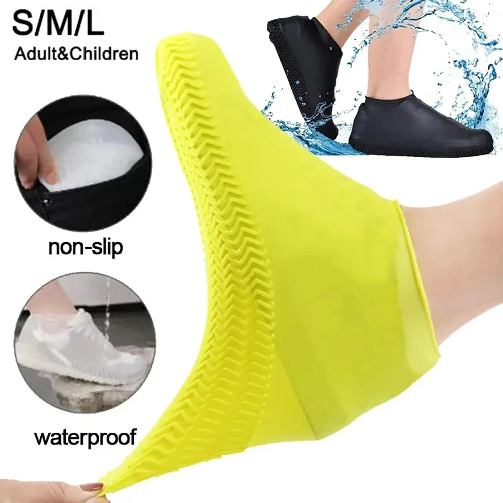 Waterproof Rain Shoes Covers Reusable Non-slip Wear-resistant Rain Footwear Covers Outdoor Adult Children Portable Elastic Boots