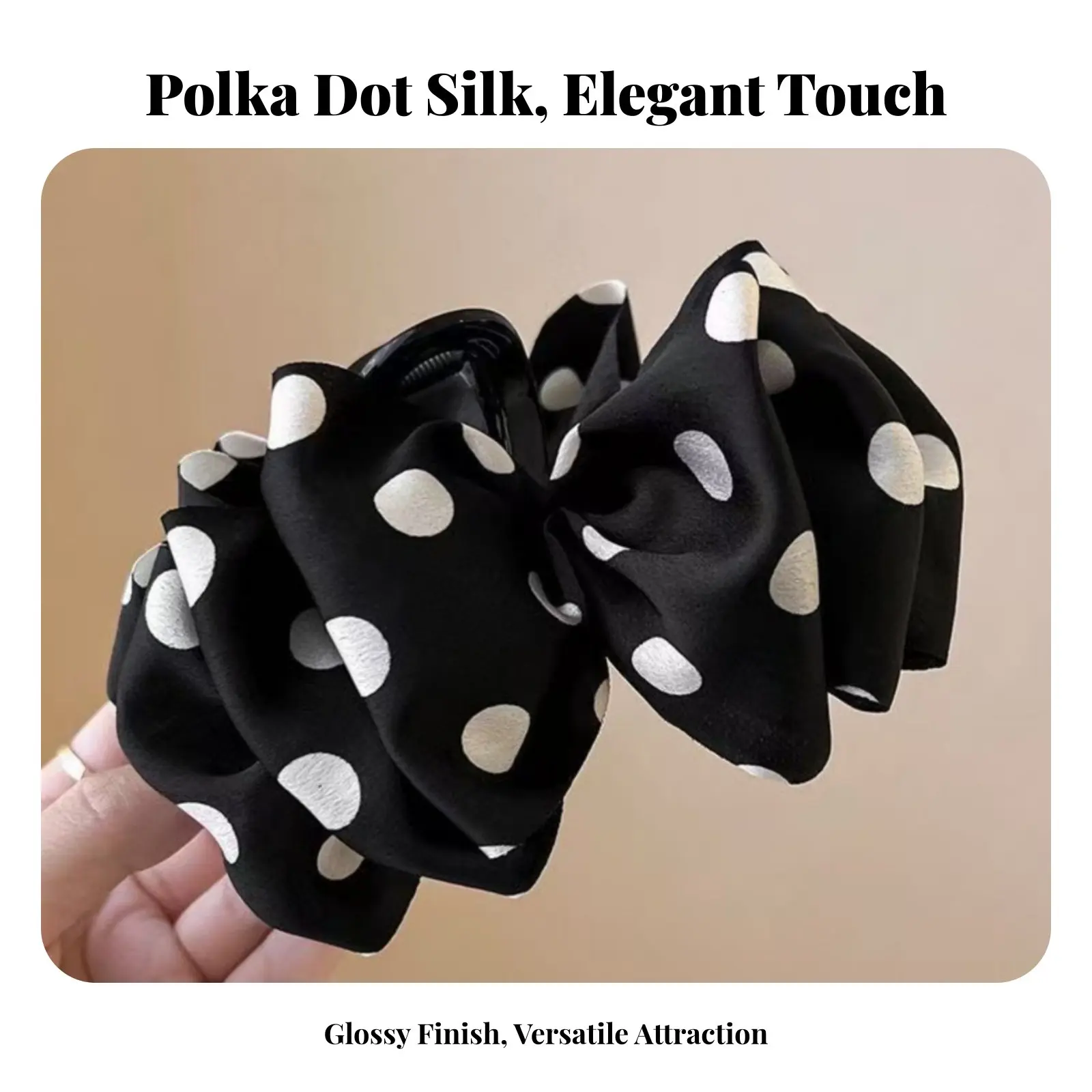 

Лента-заколка для волос Airy Ribbon Fastener во французском стиле с вкраплениями, блестящая, из глянцевого материала, надежная фиксация, нескользящая