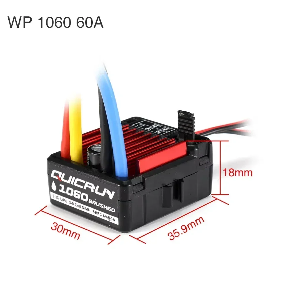 HOBBYWING QuicRun WP-1060 1060 60A Brushed Waterproof ESC for 1/10 Scale RC Electric Remote Control Car Crawler Accessories