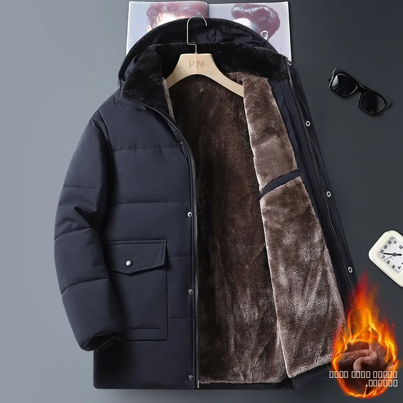 

Men's Thiened Fce Lined Cotton Jaet Warm Winter Outerwear for Middle-Aged And ly Large Size Dad Clothes Cold Proof