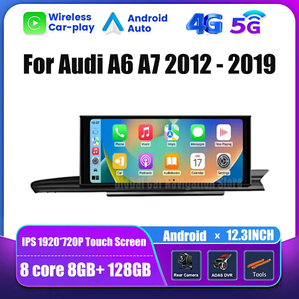 RHD 12.3 Inch Android OS Touch Screen For Audi A6 A7 2012 - 2019  Car Accessories Carplay Monitor Multimedia Auto Radio Player