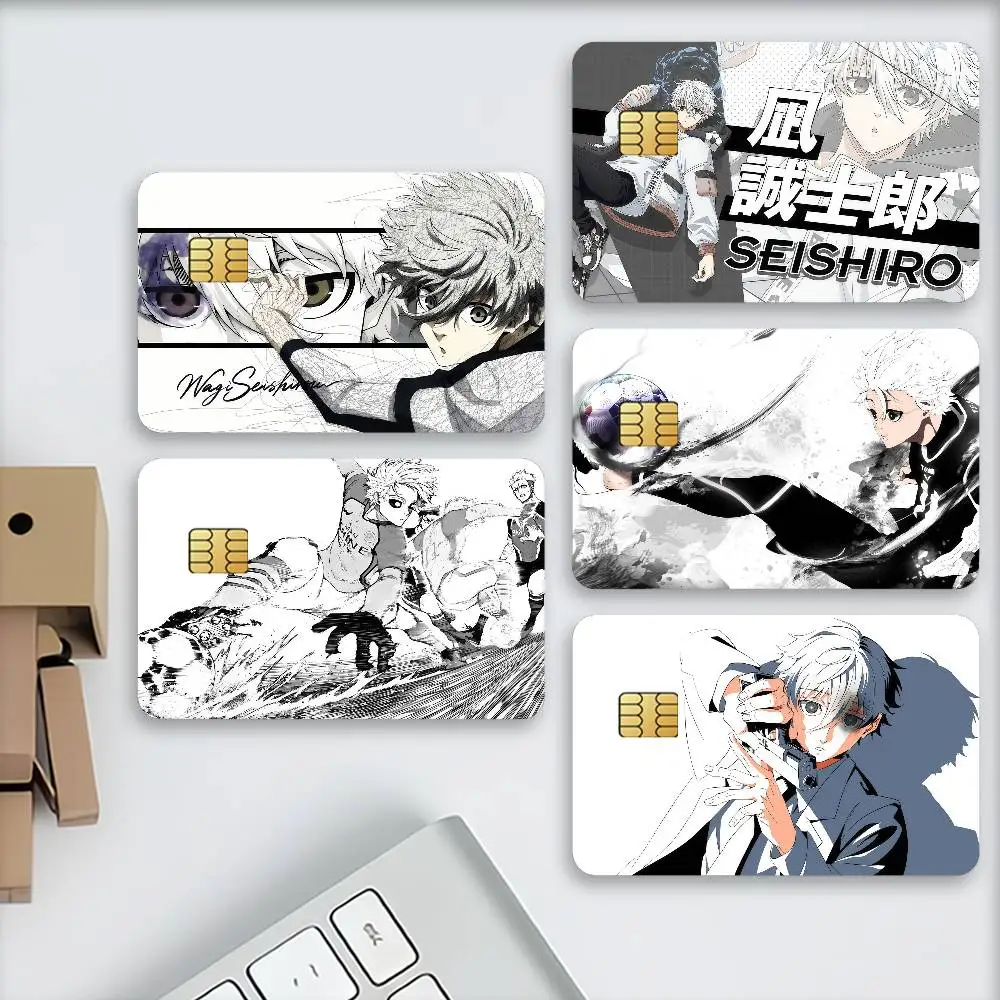 Anime B-BLUE L-LOCK-S Seishiro Nagi Waterproof Card Stickers For Credit Cards Debit Cards And Transit Cards 4pcs