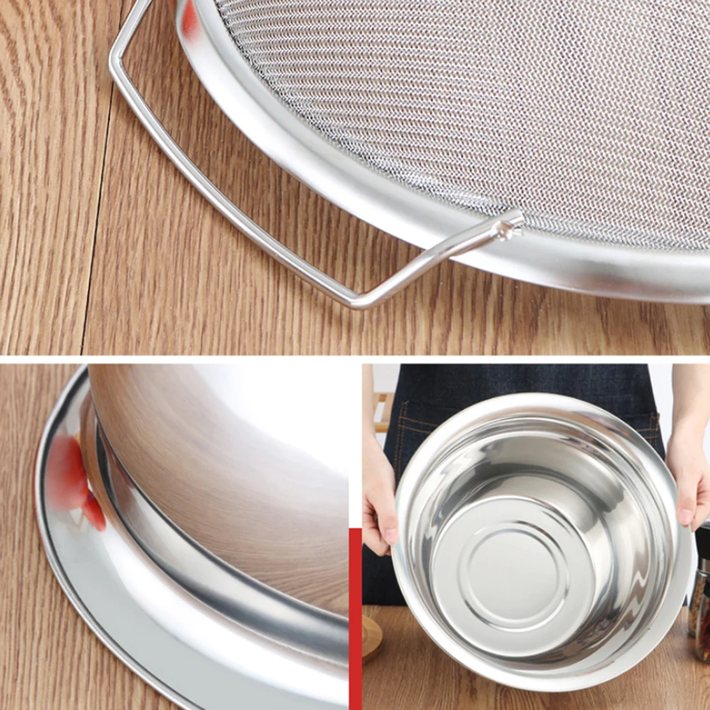 

1pc Mesh Strainer Stainless Steel Kitchen Gadget for Sifting Flour Rice Sugar Small Food Portable Handle Round Basket