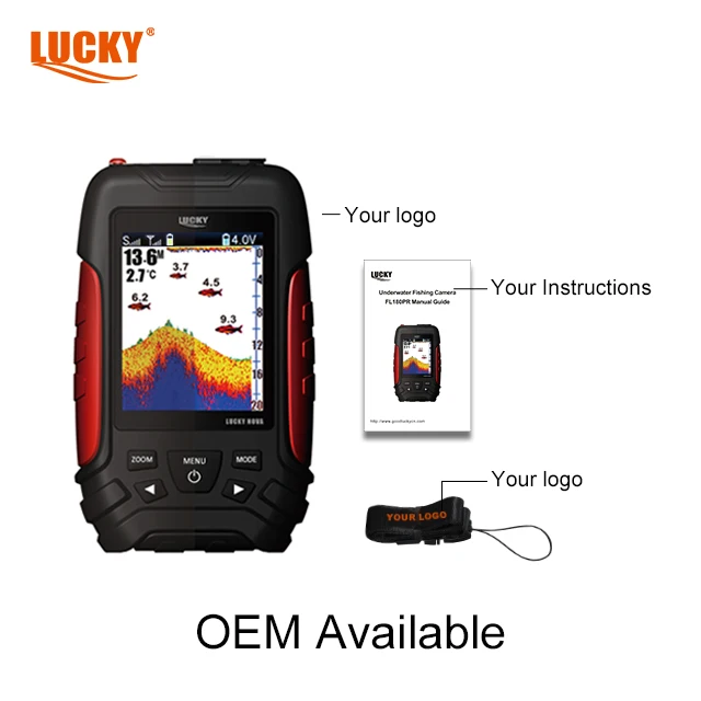 Lucky Fish FL168LiC-LA, pencari kedalaman 2.8 inci 3.7V baterai Lithium-ion layar Dot berwarna dengan Sensor nirkabel tipe LA