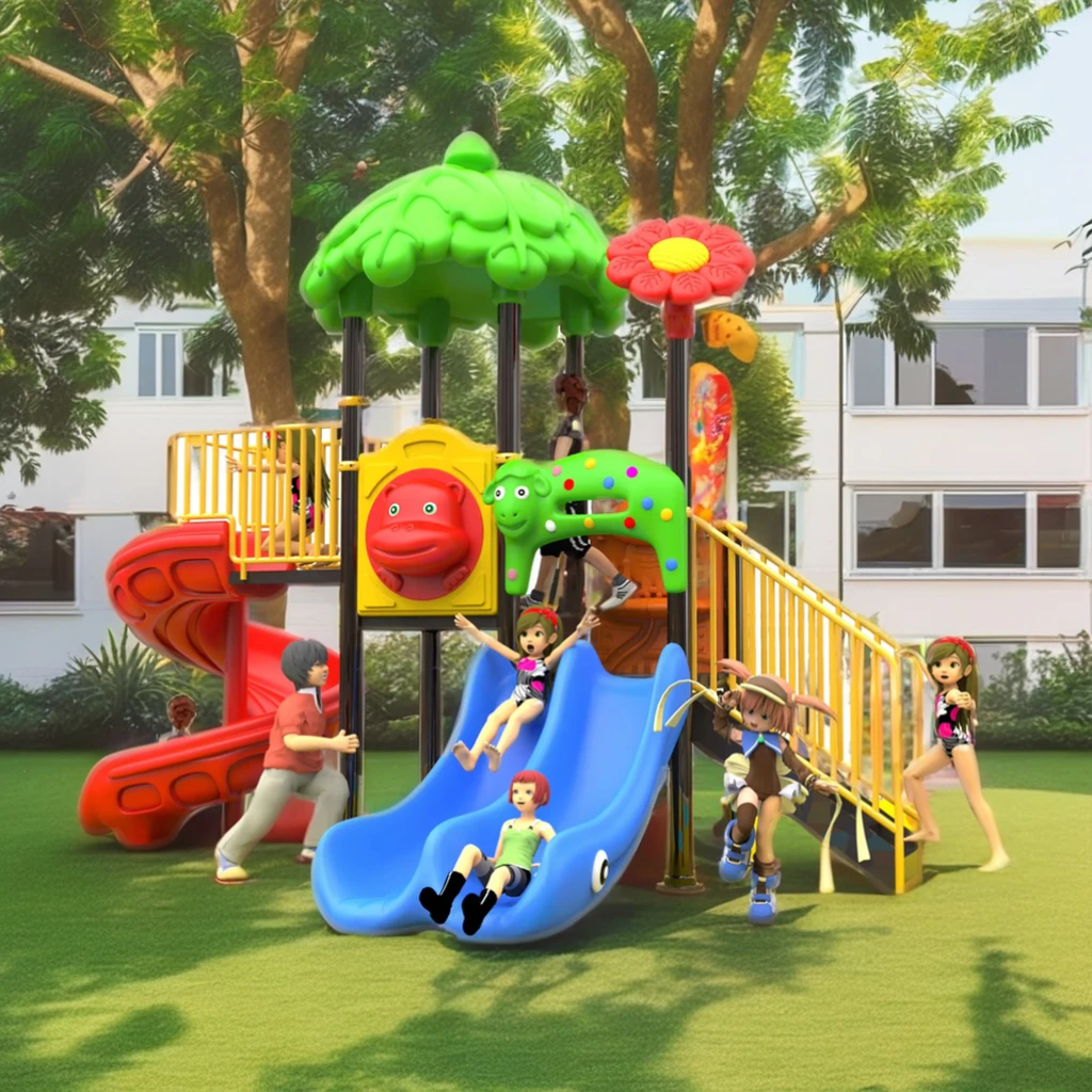 Hot Sale Cheap Amusement Park Free Standing Preschool Children Playhouse Plastic Slides Equipment Kids Outdoor Playground