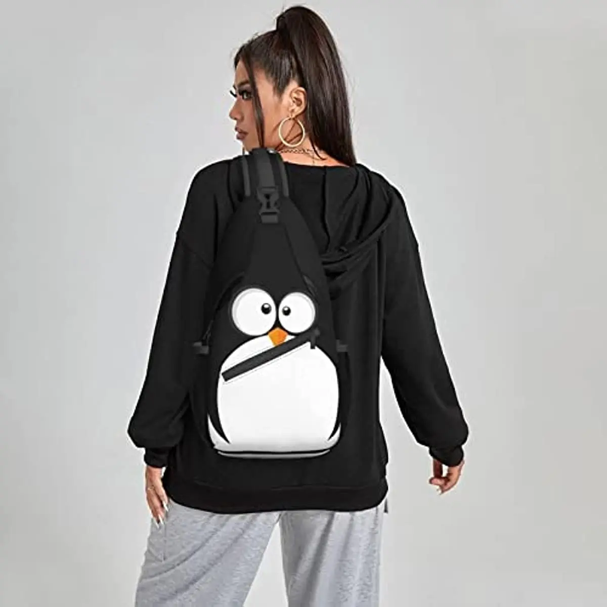 Funny Penguin Face plecak na ramię torba na klatkę piersiowa torba na ramię Crossbody Gym Cycling Travel plecak turystyczny dla kobiet mężczyzn