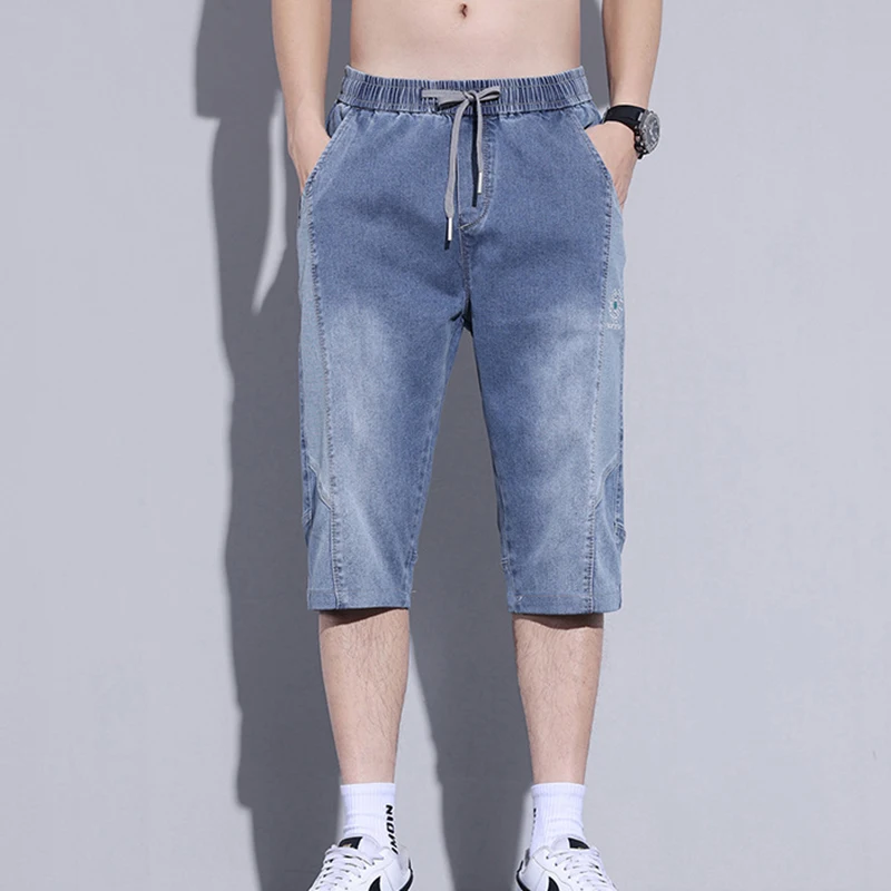 Trend-in retro-Washing denim shorts men's summer thin-size-straight seven-part pants HP0298