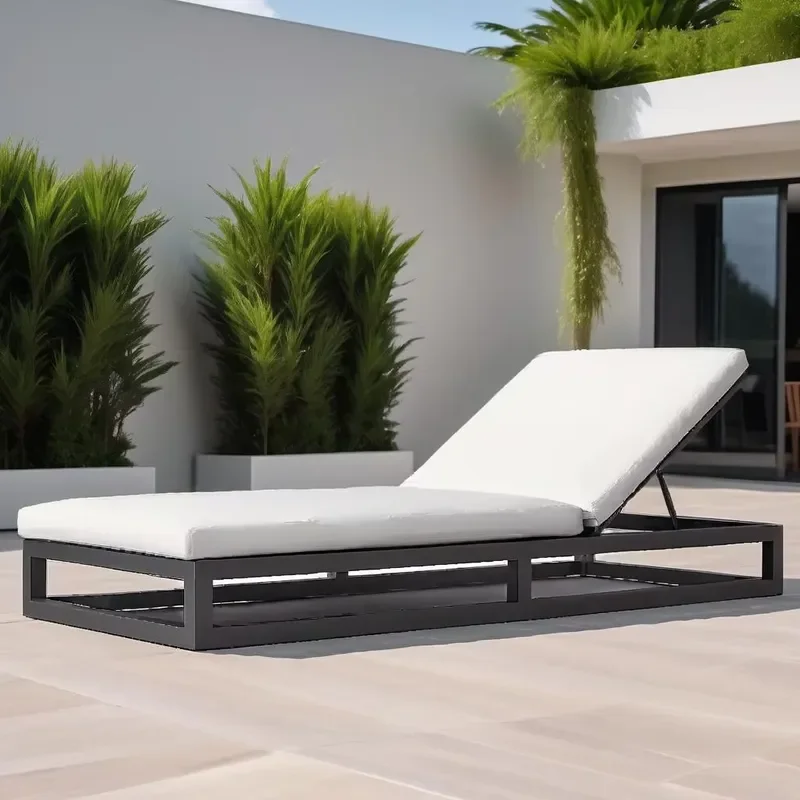 Aluminum Poolside Chaise Lounge Chair Outdoor Waterproof Sunbed for Hotel Resort Garden Patio Beach Furniture Modern Design