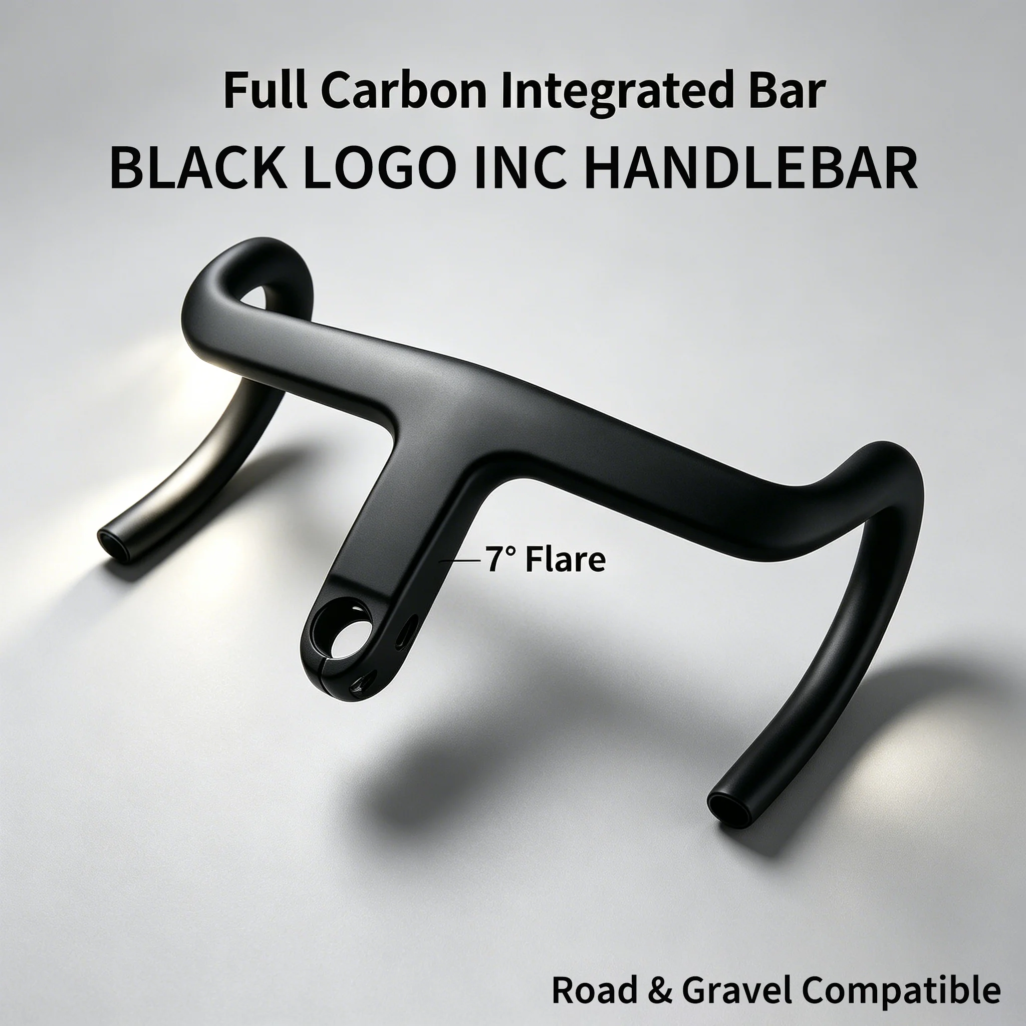 

BLACK Logo INC 2 Gen Full Carbon Aero Integrated Road & Gravel Bike Handlebar Internal Cable 28.6mm OD with computer mount