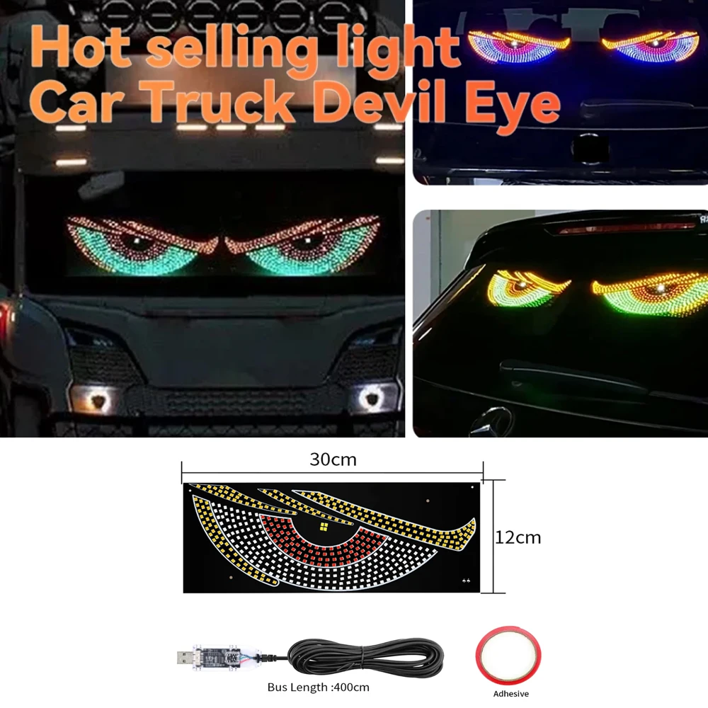 

Devil Eyes Light Truck LED Windshield Eyes Custom Flexible Neon Matric Panel Car LED Display Flashing Evil Eyes For Cars