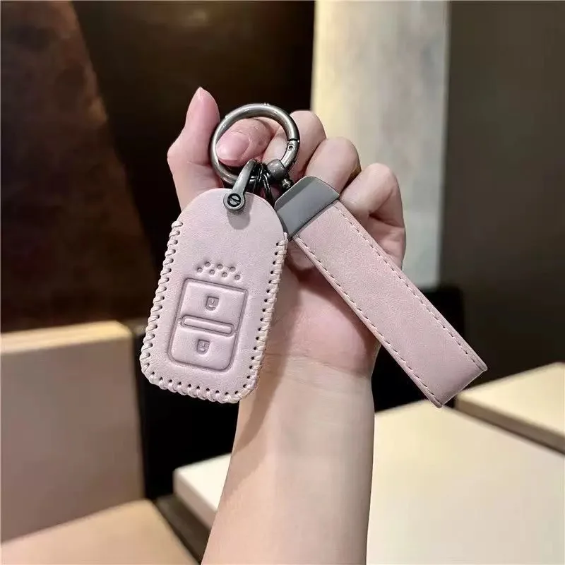 

Leather Car Key Case Cover Shell Keychain For Honda Civic Accord Vezel Fit CRV HRV Crz Hrv Polit Jazz Jade Auto Accessories