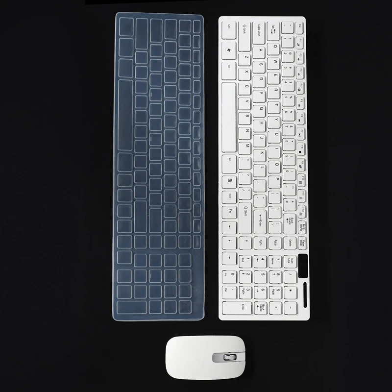 Wireless Slim White Keyboard + Wireless Optical Mouse Set For PC And Laptop