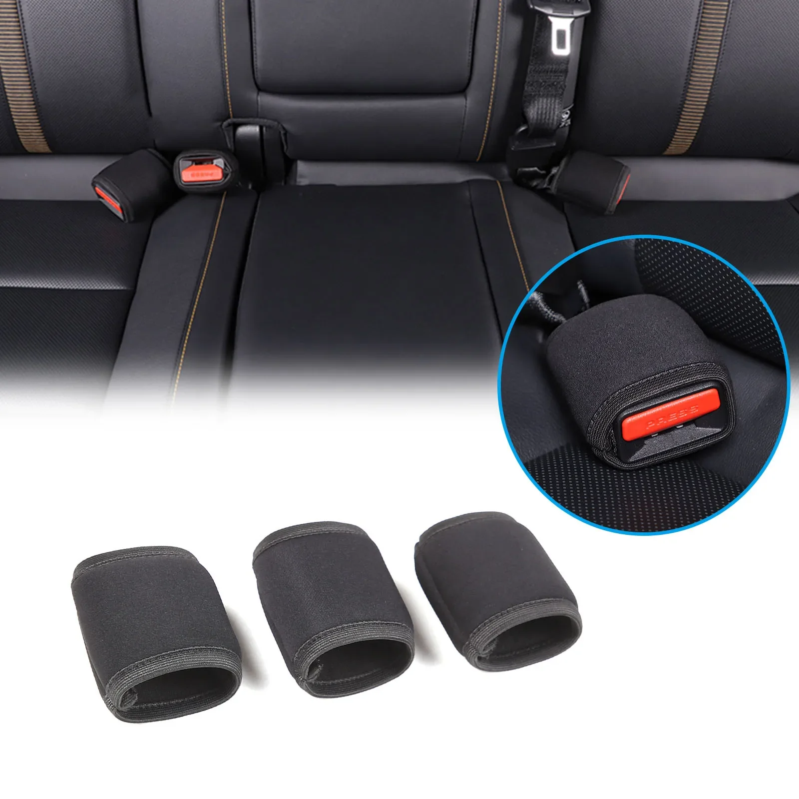 

For Ford Ranger 2023+ black car styling car rear seat belt base protective cover sticker car interior accessories 3pcs