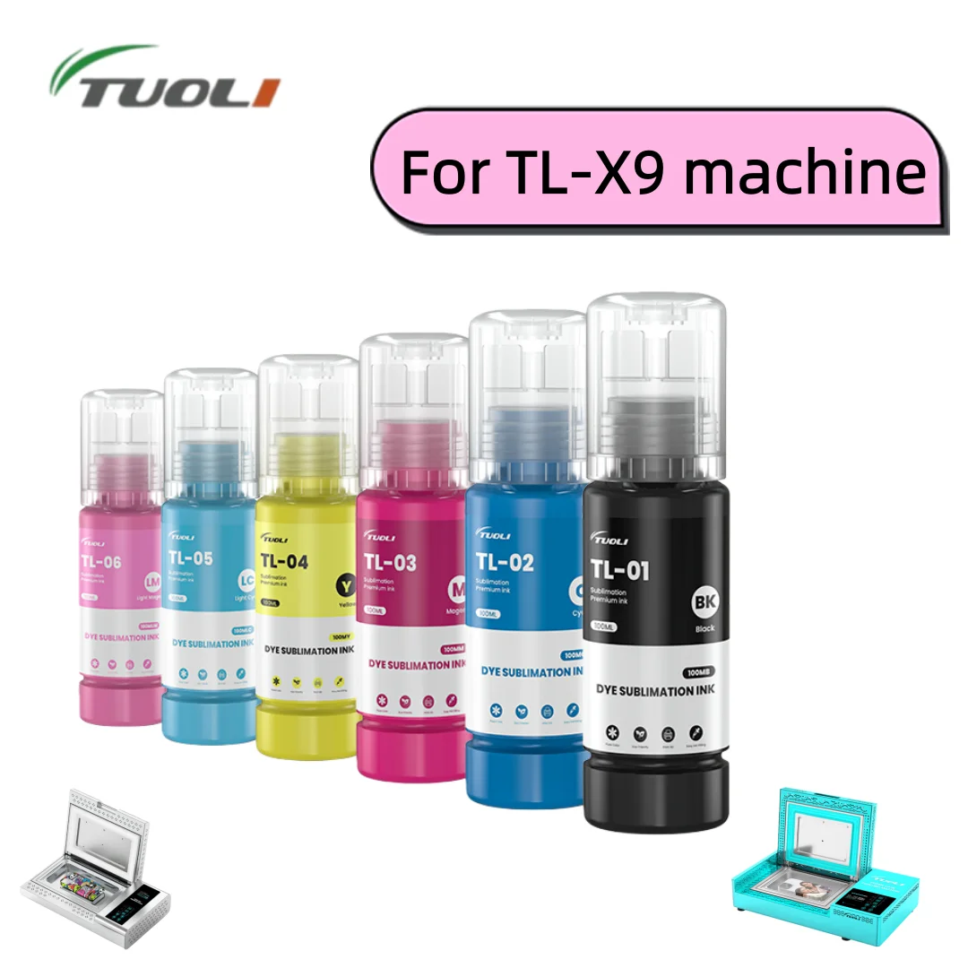 TUOLI TL-X9 DIY Phone Case Printing Machine Ink 6-Colors 6-bottles as A Set 3D Sublimation Machine Heat Transfer Customize