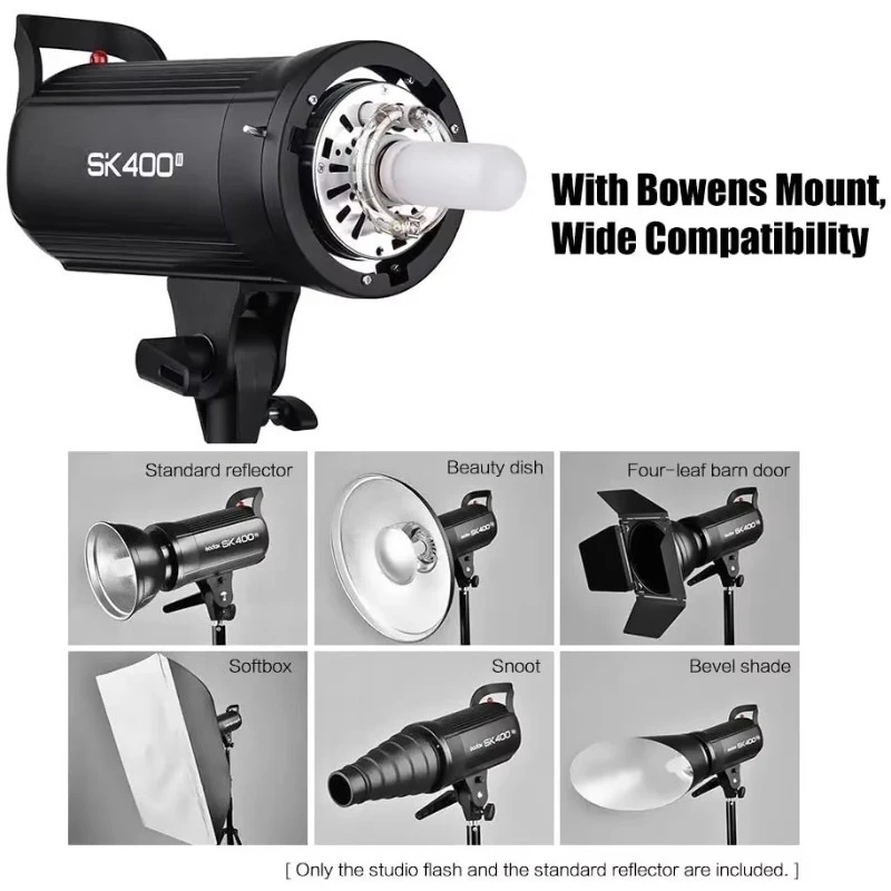 SK400II Studio Flash 400Ws Built‑in 2.4G Wireless X System SK400 Upgrade Version Photography Strobe Light