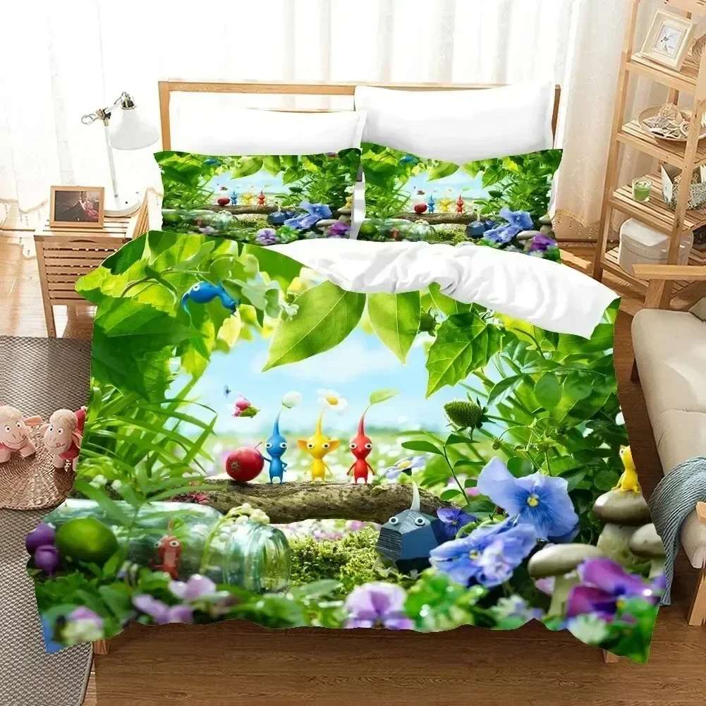 Luxury New 3D Print Pikmins Game Bedding Set Boys Girls Twin Queen Size Duvet Cover Bed Kids Adult Fashion Home Textileextile