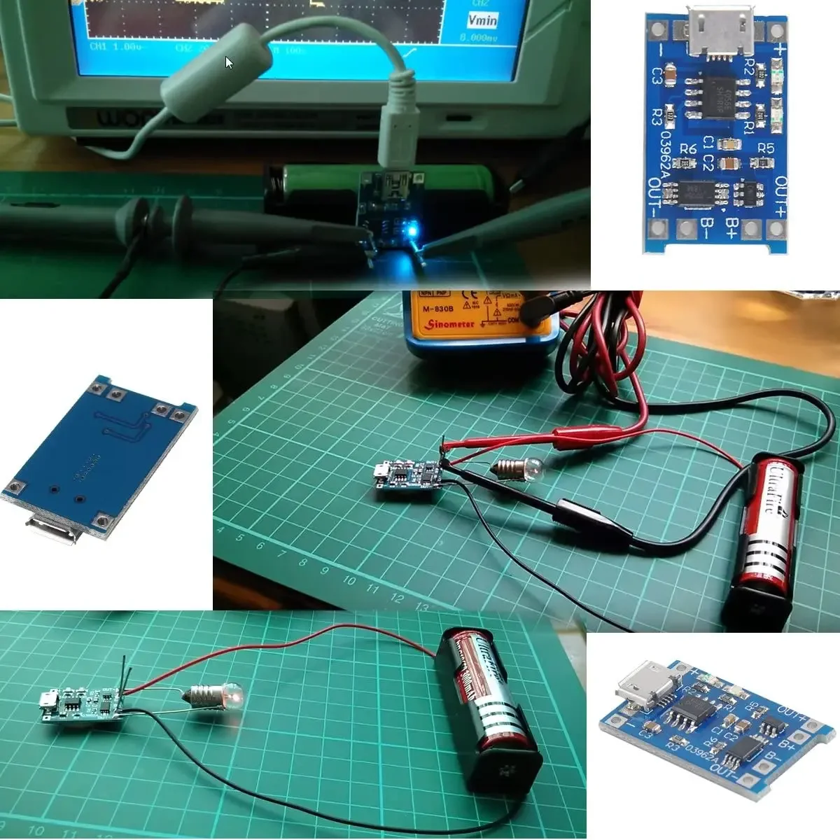 1A 18650 Lithium Battery Protection Board Type-c/Micro/Mini USB Charging Module TP4056 With Protection One Plate Module