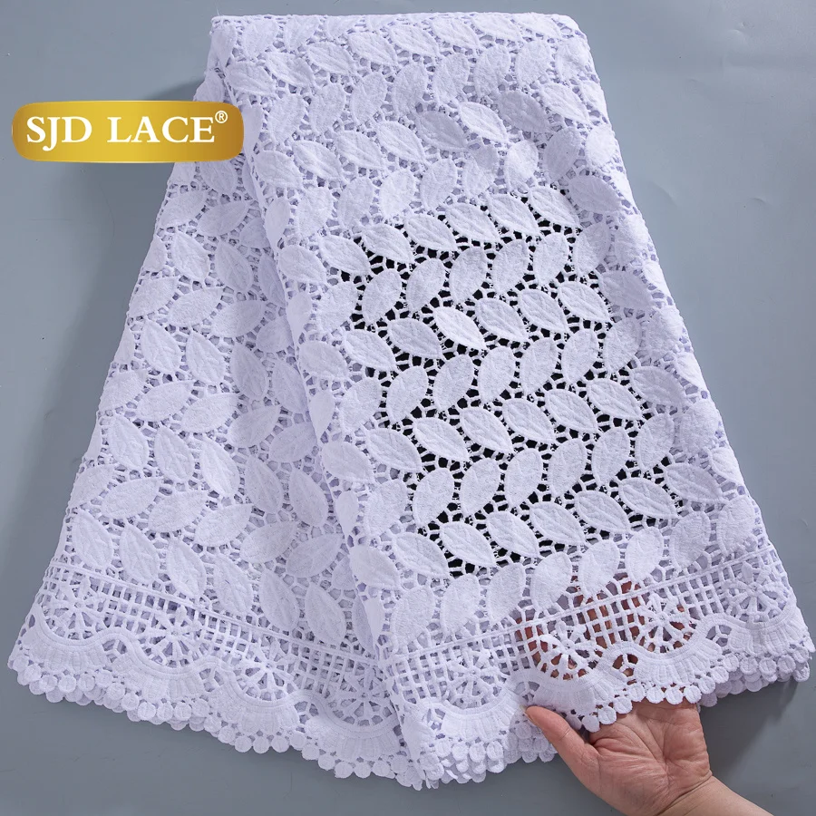 

SJD LACE White African Guipure Cord Lace Fabrics 5Yards 2025 High Quality Water Soluble Lace Fabric for Wedding Dresses Sew 4358