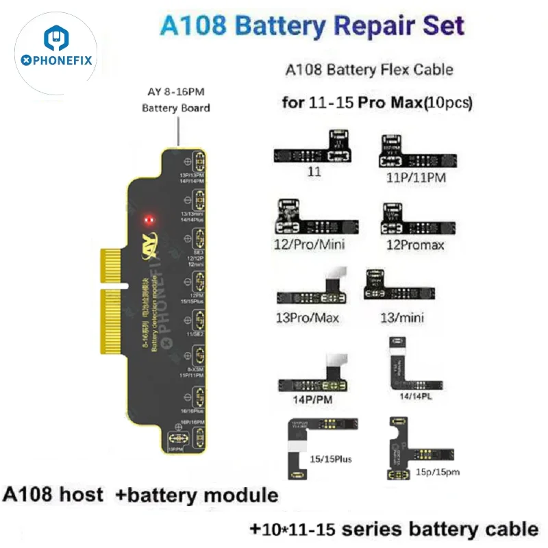 AY A108 External Battery Flex Cable Detection Board for iPhone 11-15 Pro Max Battery Data Read Write Repair Tool