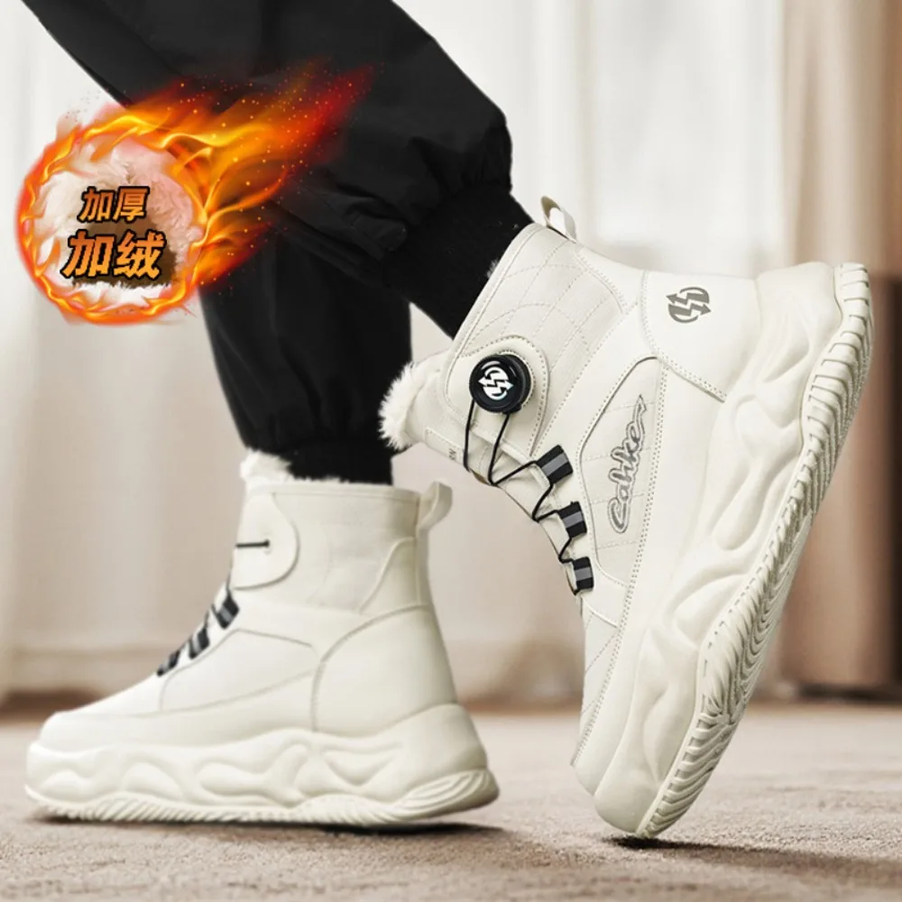 الشتاء القطيفة عالية أعلى أحذية الرجال البريطانية الرجعية ملابس العمل أحذية سميكة سوليد الأحذية الحرارية أحذية قصيرة منصة الأحذية