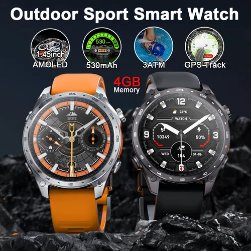 Imagen 1 del producto Reloj inteligente militar HD300 Pro para hombre con GPS integrado, Bluetooth, llamadas, altímetro barométrico, resistente al agua 3ATM, reloj deportivo inteligente