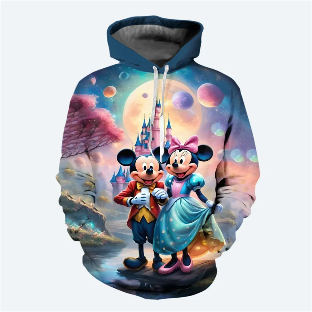 2025 Sudadera con capucha para hombre de dibujos animados de Disney de otoño e invierno con estampado 3D de Mickey Minnie