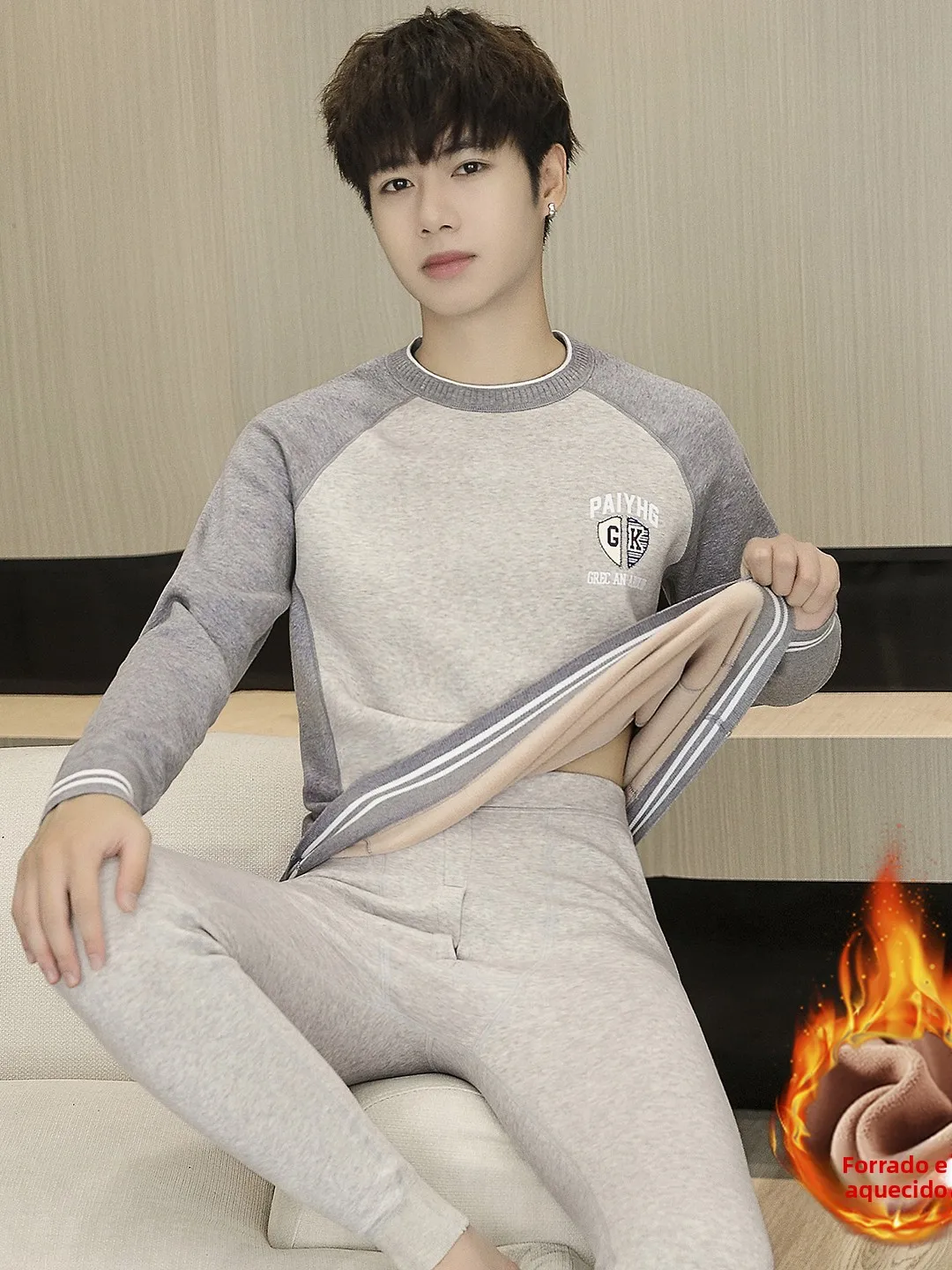 men's-thermal-underwear-set-pure-cotton-fleece-lined-thickened-base-layer-youth-autumn-clothes-pants-long-sleeve-round-neck