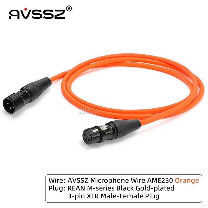 AVSSZ DIY 3 Pin XLR to XLR Cable Microphone Cable REAN Gold Plated Male to Female Plug Cannon Balance Line, Wires OD 6.0MM