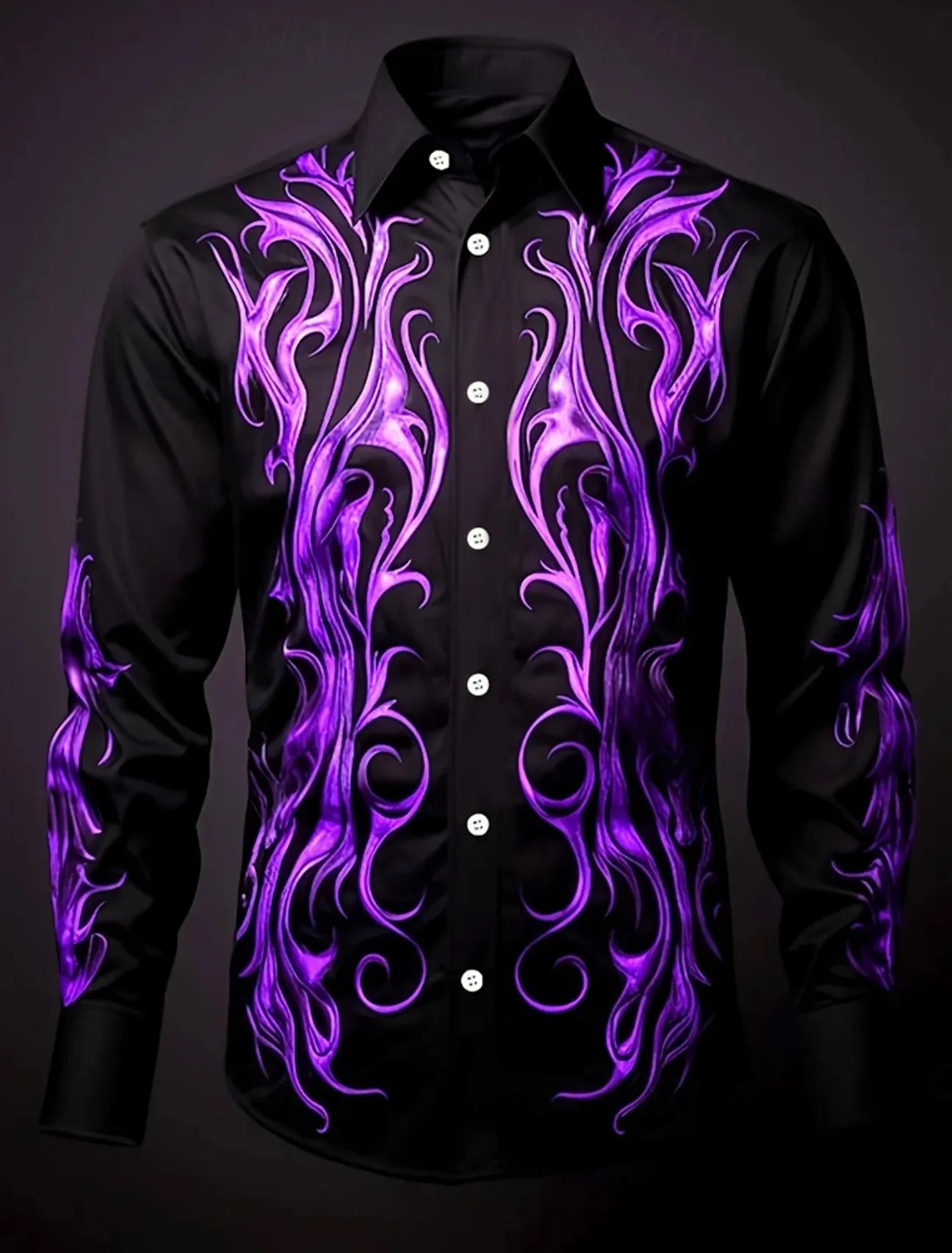 Men's Cool Pattern Button Shirt Casual Shirt Long Sleeve Dark Gothic Style Vacation Daily Street Wear 3D Printed Collar Shirt