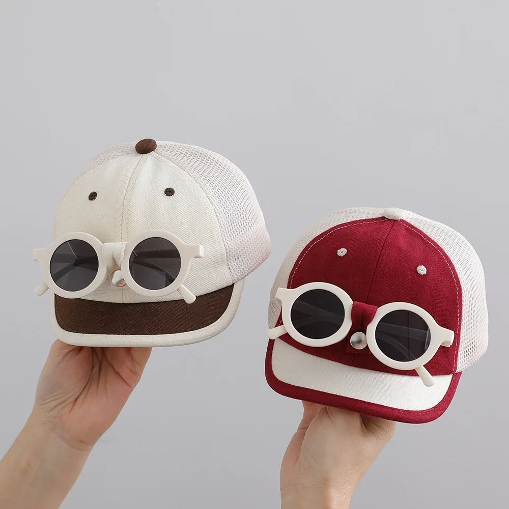 

Sunglasses Detachable Baby Duck Tongue Hat Fashion Children Baseball Hats 1-3Year Kids Outdoor Sunscreen Cap Sun Glasses Visors
