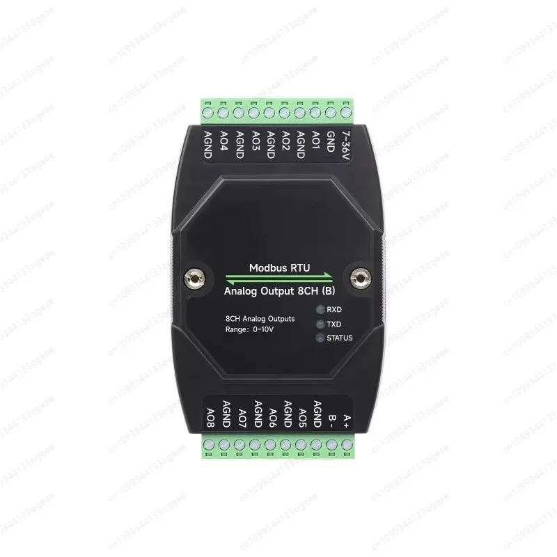 Industrial 8-Ch Analog Output Module, 12-bit DA Conversion, Supports 8-ch Simultaneous Voltage or Current Output, DC 7~36V