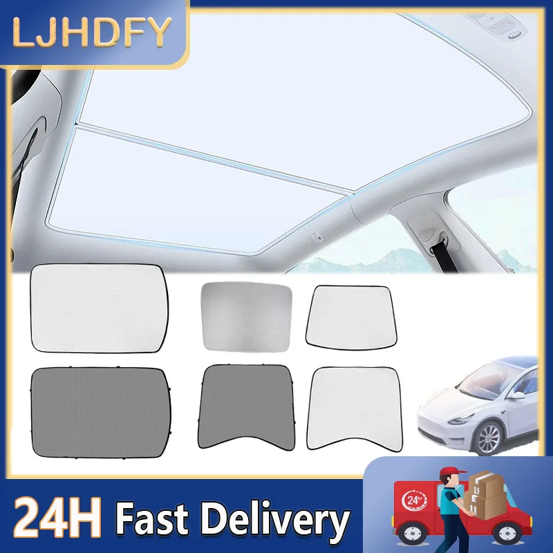 Sunshades For Tesla Model 3 Sunroof Highland 2025 Model Y 2020-25 Ice Cloth Buckle Sun Pare Glass Front Rear Skylight Accessory