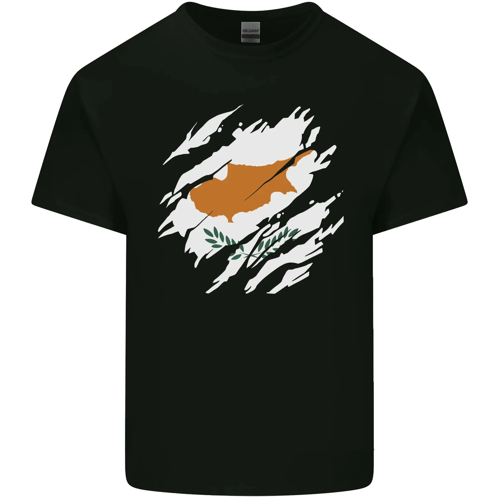 Torn Cyprus Flag Cypriot Day Football Mens Cotton T-Shirt Tee Top